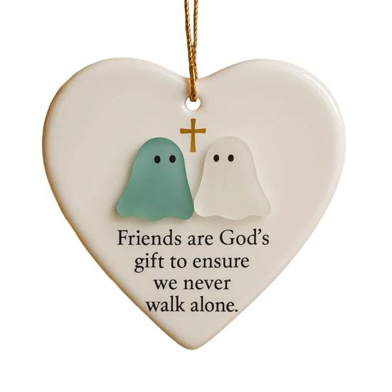 Heart-Shaped Sea Glass Friendship Ornament Handmade Sea Glass Angel/Ghost Ornament for Christmas Tree Timeless Friendship Keepsake