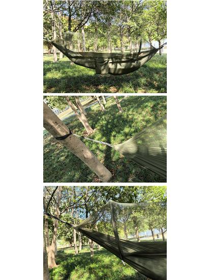Fully Automatic Quick-Open Mosquito Net Hammock with Support Rod for Single/Double Camping