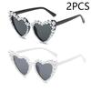 New In Luxury Fine Shimmering Love Pearl Sun Glasses Women Heart Glasses Casual Bling Sunglasses Lentes  Mujer