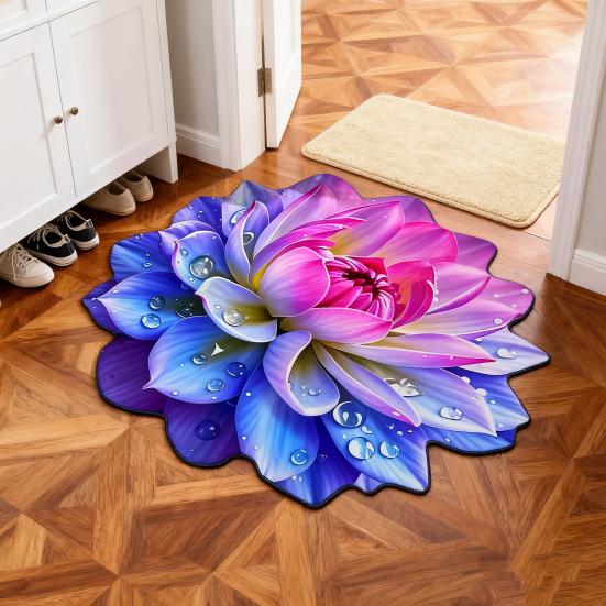 Цветочный коврик для пола Нескользящий Впитывающий коврик для ванной Декоративный 3D Реалистичный узор Цветочный коврик для гостиной Ванной Кухни