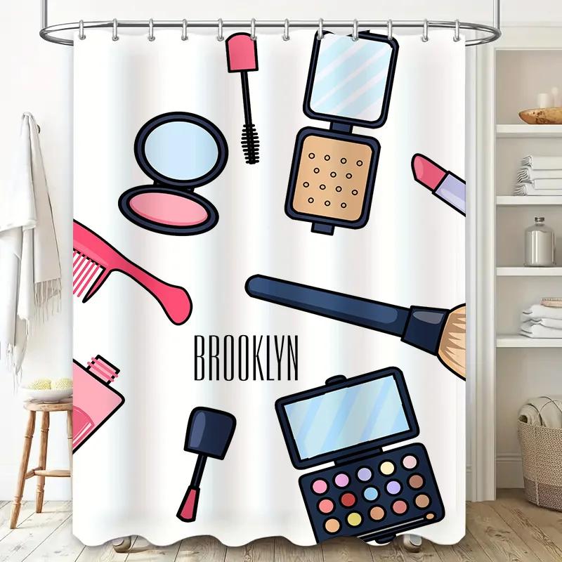 Модная Шторка для Душа Brooklyn Коллекция Макияжа Декоративный Коврик для Ванной Полиэстер Водонепроницаемая Шторка для Душа с Кольцами-Крючками