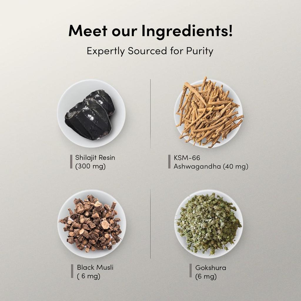 Man Matters Pure Himalayan Shilajit 60N Gummies with 70% Fulvic Acid & Ashwagandha for Stamina & Energy, Pack of 1