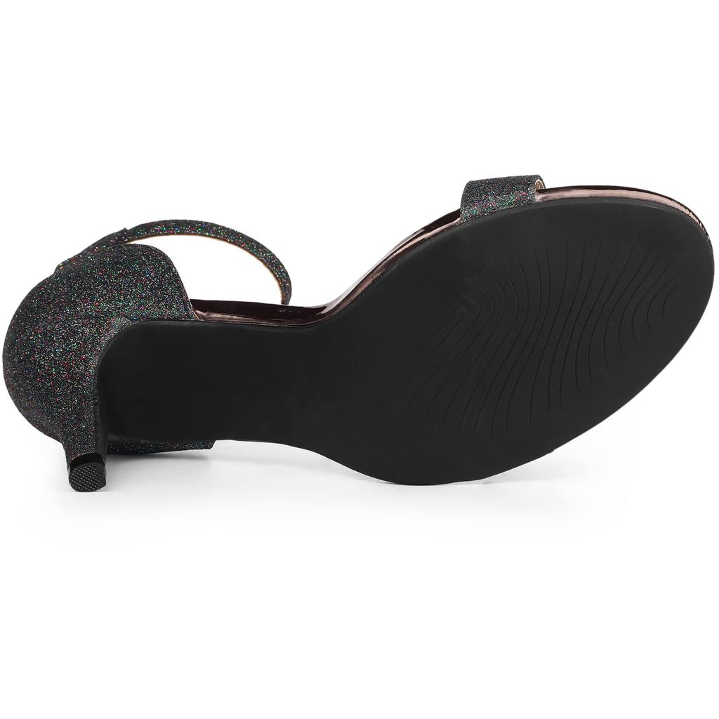 Allegra K Women's Ankle Strap Sandals, High Heel, Stiletto Heel, Black, Size 24.0cm