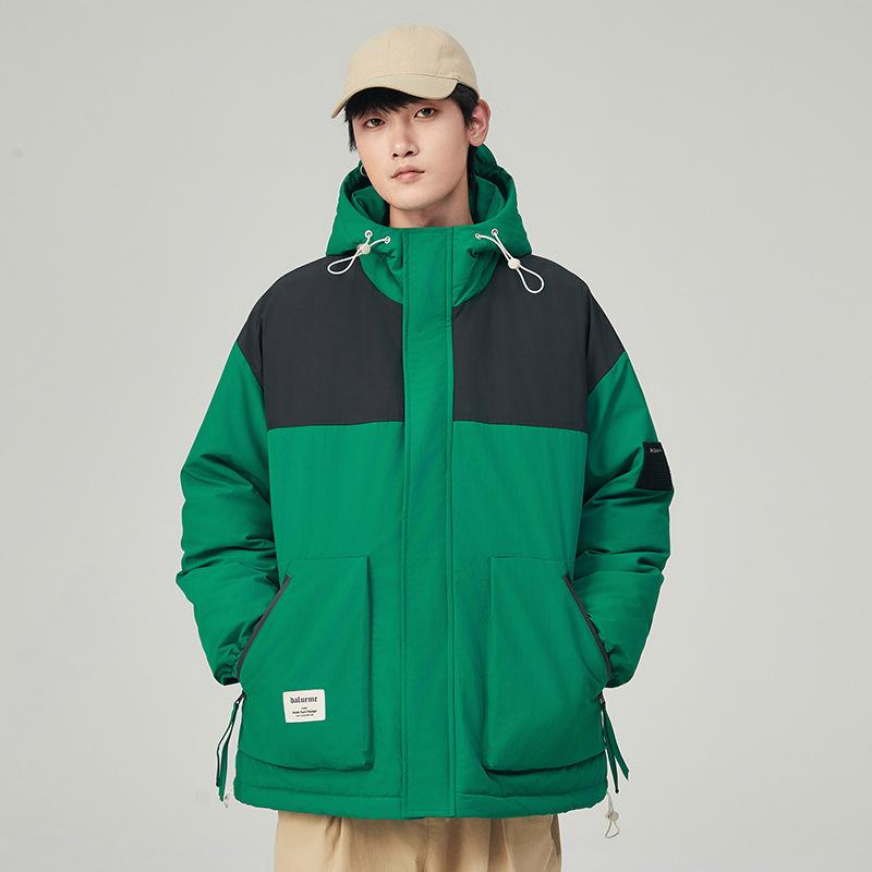 Мужская хлопковая куртка с капюшоном для осени и зимы, толстый сшитый верх, для спорта на открытом воздухе