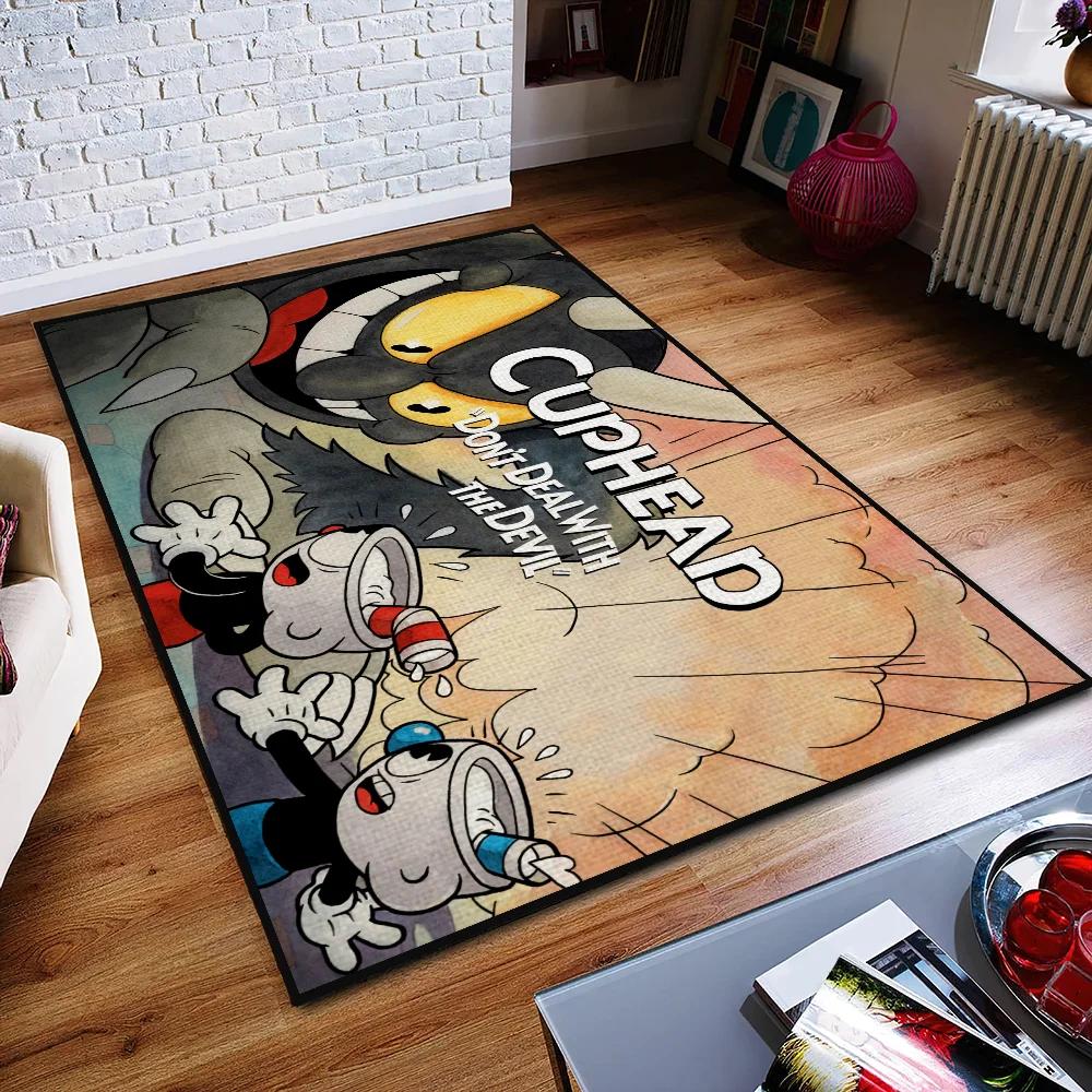 s-Spiel Door Mat Cartoon Anti-Slip Kitchen Bedroom Handmade Tufted Rug Carpet Living Room Entrance C-Cuphead Decoration