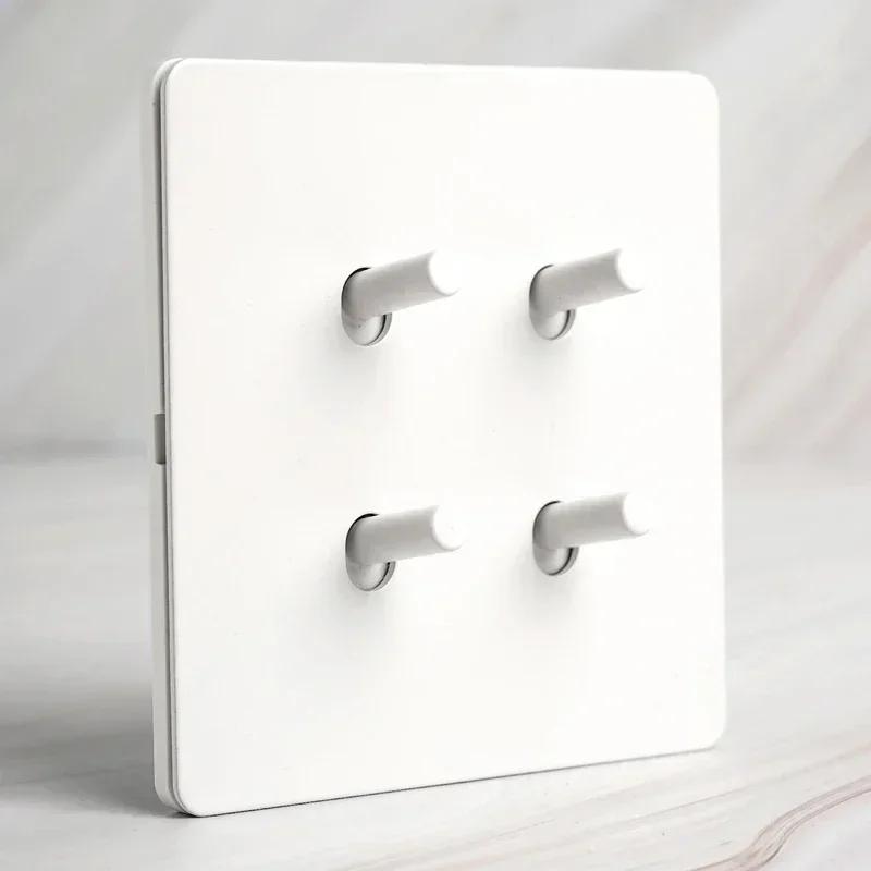 White Antique Stainless Steel Panel Wall Lamp Switch, Toggle Wall Dimmer Switch Socket EU USB Plug Socket 220V Electrical On Off