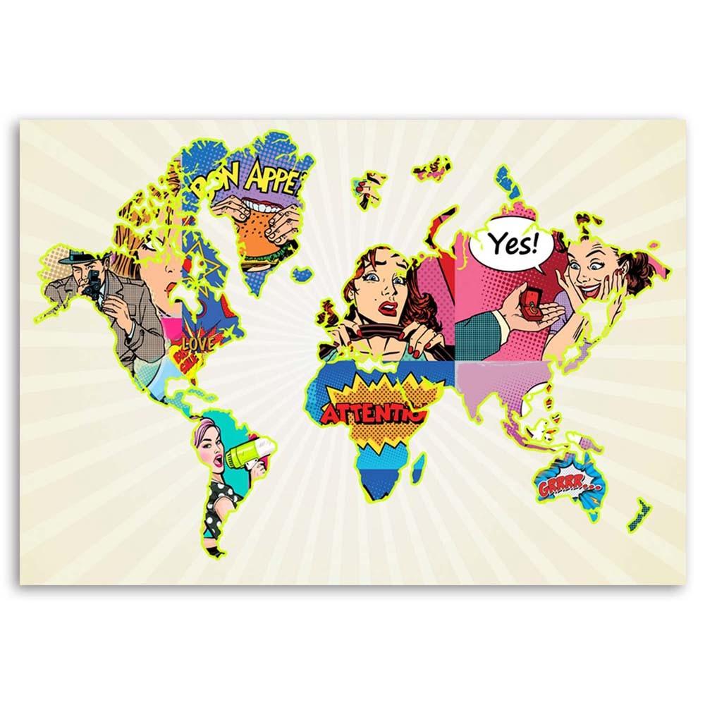 Canvas print, Pop Art World Map