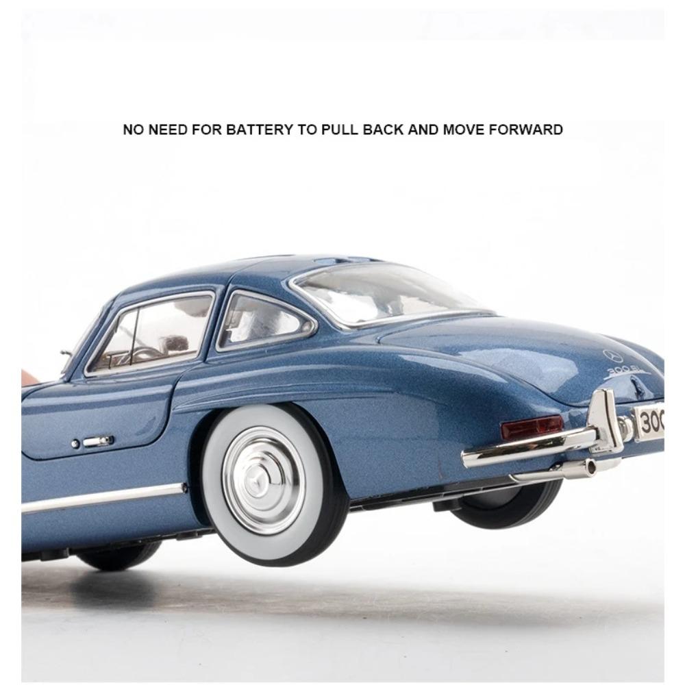 1/24 Mercedes-Benz 300SL Vintage Diecast Alloy Miniature Toy Car Model Pull Back Sound Light Classical Collection Gift for Boy