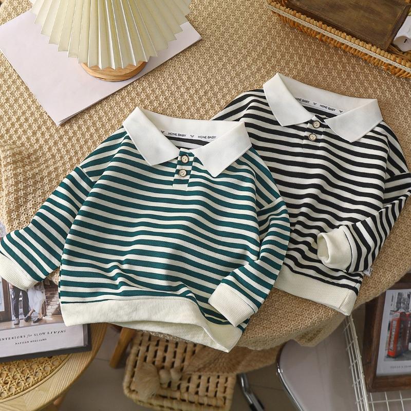 Boys Polo Shirts Autumn Winter Tops for Kids Long Sleeve Children T-shirts Stripe Girls Blouse Baby Tees Toddler Outfits