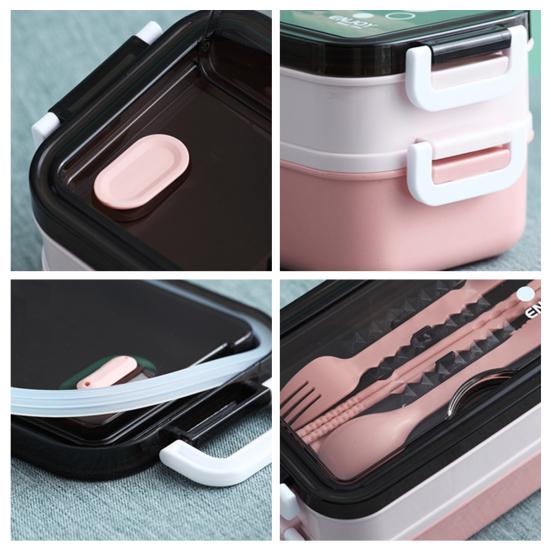 Ланч-бокс со столовыми приборами, герметичная коробка большой емкости, легко чистящаяся коробка для еды Bento для домашнего офиса