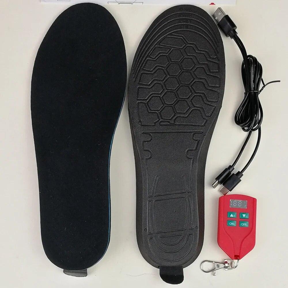 Перезаряжаемая стелька с подогревом и дистанционным управлением, зимняя дезодорирующая дышащая стелька с подогревом для улицы, мягкая стелька с флисовой подкладкой