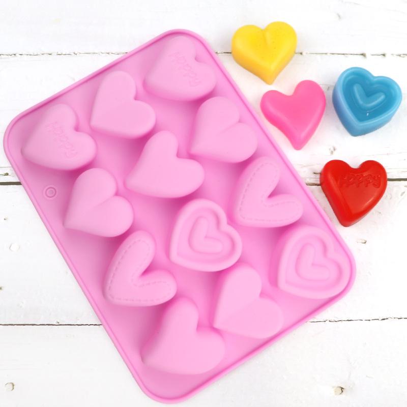 Heart Chocolate Silicone Mold For Valentine's Day Love Candy Jelly Ice Cube Tray Wax Melts Cake Decoration Cupcake Topper Tools