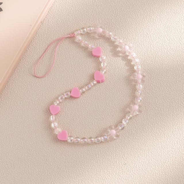 Модная Очаровательная цепочка для мобильного телефона с жемчугом и глиной, акриловая мультяшная ювелирная продукция для телефона для женщин и девочек, подвесной ремешок для телефона с защитой от потери