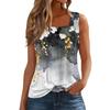 Women's Pleated Square Collar Sleeveless Vest Print T-shirt