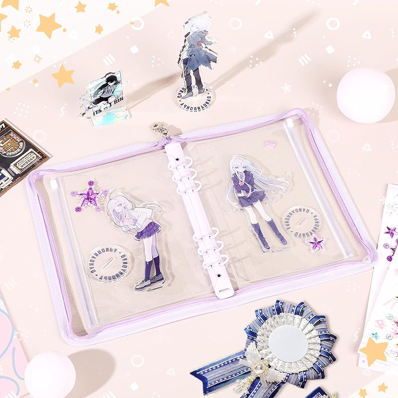 Axta Case Axta Storage File Acrylic Stand Binder A5 6 Holes 10 Pocket Refills Included Oshikatsu Goods Carry (orange)