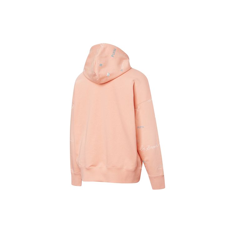 Puma Digital Print Hoodie Embroidered Logo Pullover Sweatshirt Women Hoodies Peach 531282-26