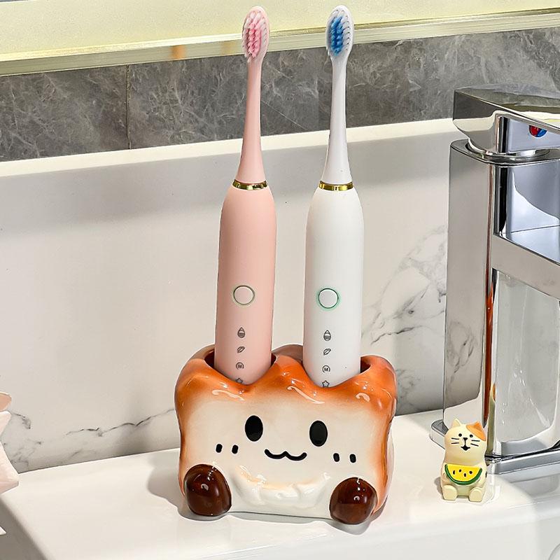 Керамические держатели для зубных щеток Набор для пары Держатель для электрических зубных щеток Милый мультяшный подставка для зубной пасты Навесной держатель на раковину в ванной