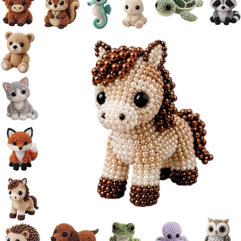 Cute Diy Handmade Colorful Beaded Animal Figurines Material Kit Perfect For Home Desktop Decor Ideal Gifts For Craft Lovers