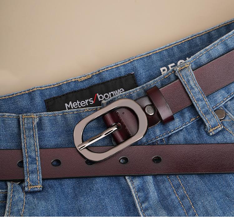 Женский ремень Формальная одежда Профессиональная одежда Воловья кожа Пряжка Ремень для брюк Слим OL стиль Универсальный Бизнес Черный ремень Женский