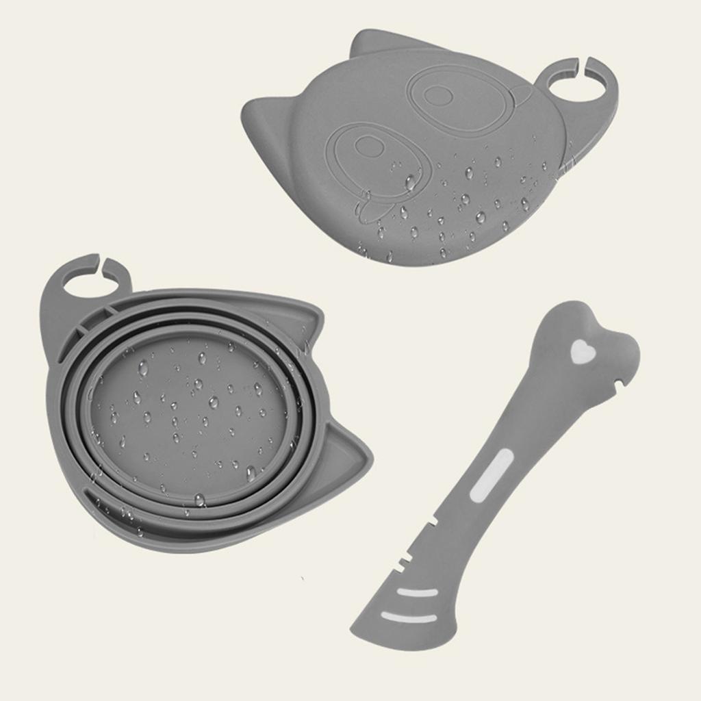 Silicone Cat And Dog Food Can Lid And Scoop, Pet Cat Supplies Set, Cute Shape Cat Wet Food Scoop Can Opener/Scoop Universal Can Lid