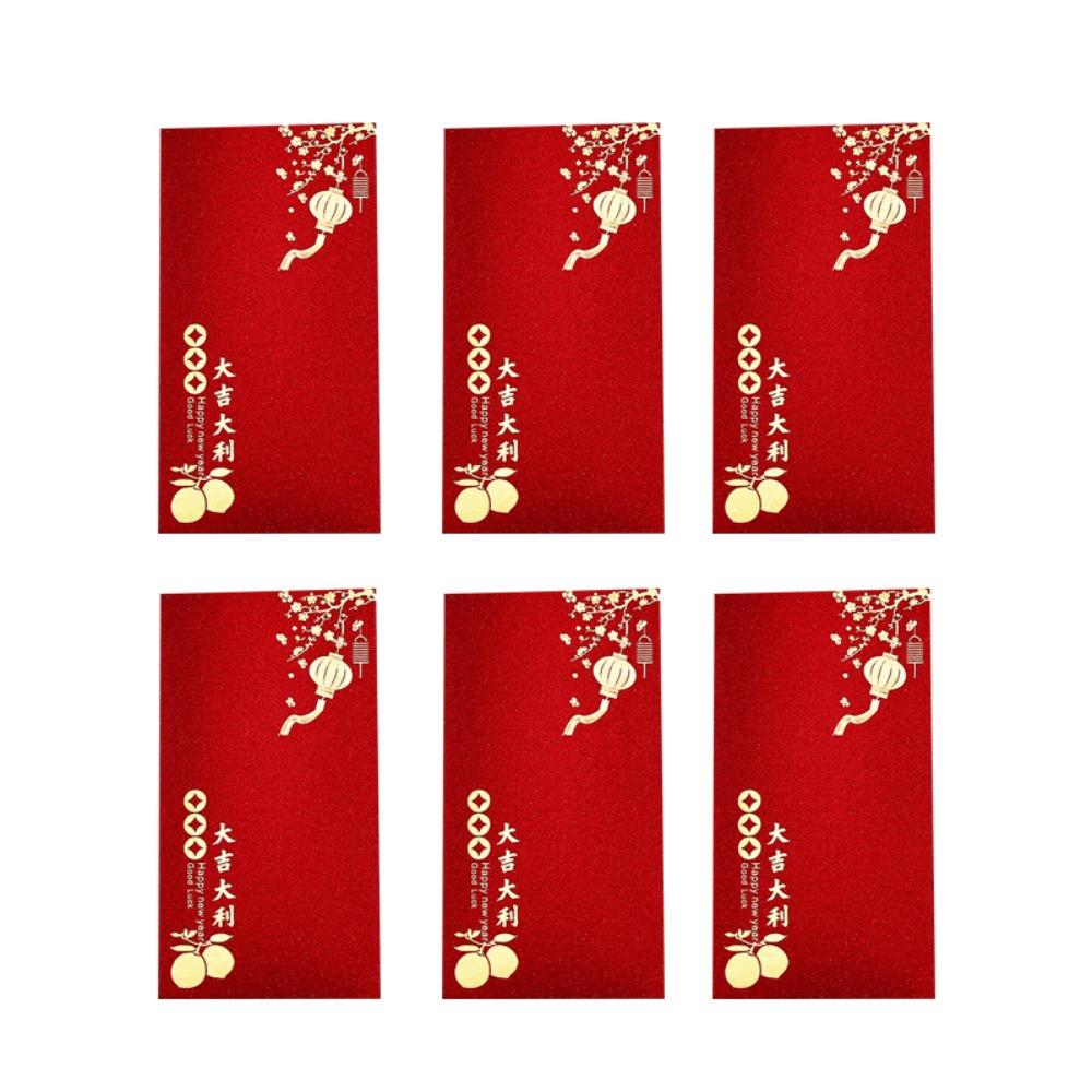 6 шт. Красный карманный новогодний красный конверт винтажные денежный карманный конверт на удачу китайский новый год