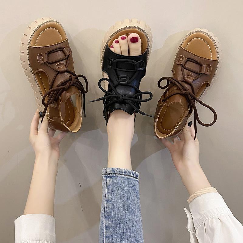 Мода Винтаж Платформа Римские сандалии Женщины 2024 Весна Лето Пляжные сандалии Женские Досуг Спортивные сандалии Мода Высокий каблук Женская обувь