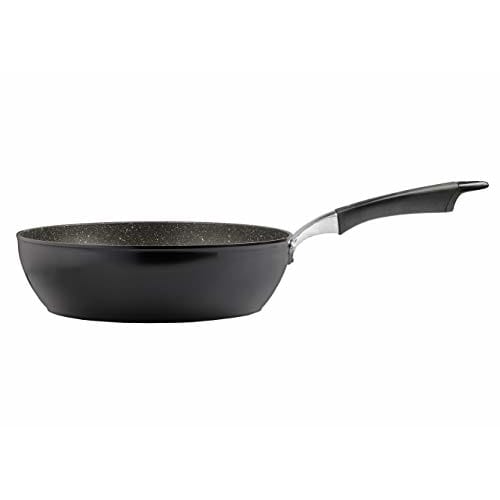 Pearl Metal Frying Pan, Black, 28cm, Induction Compatible, Deep, Mega Marble, HB-4373