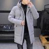 Men's Fall and Winter Casual Thickened Warm Jacket Zipper Hooded Jacket Cotton Jacket Fluffy Long Plus Size Jacket