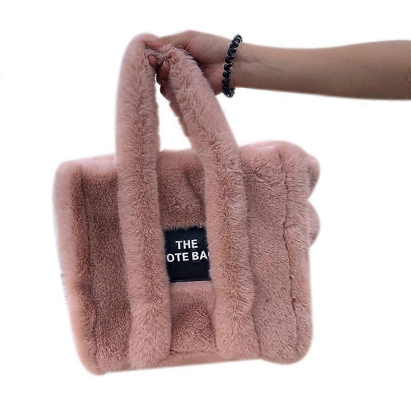 Women Plush Bucket Handbag Lightweight Faux Fur Fluffy Tote Bag