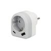 Schuko Plug/Adapter with 2 Sockets, USB A/C. Maximum Power 3680 W. Mobile Charger, 2 Outlet Charger, Mobile Adapter
