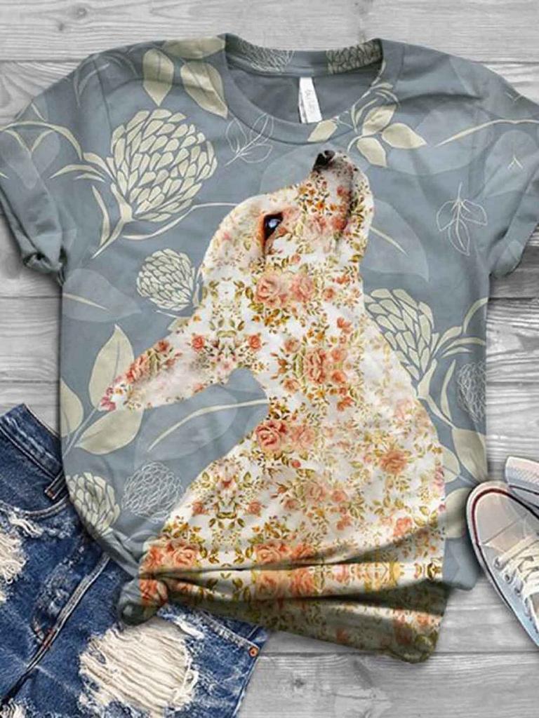 Летняя креативная большая свободная 3D футболка Fox, женская футболка с короткими рукавами и 3D-принтом