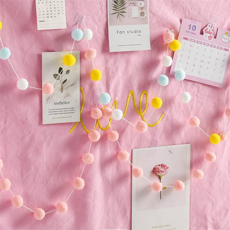 Украшения для комнаты Декоративный меховой шарик Гирлянда Цветная детская комната Дом DIY