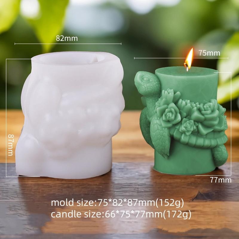 DIY Succulent Turtle Cylindrical Candle Silicone Mold Handmade Squirrel Relief Aromatherapy Gypsum Mold Desktop Decoration
