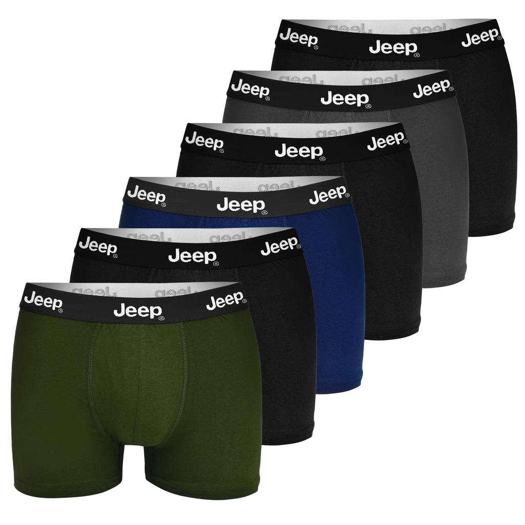 Jeep Men's Classic Boxer Shorts Set Dark Colors Cotton 6 Pack