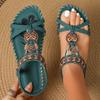 Bohemian Spring 2024 Rhinestone Flower Open-Toed Sandals for Outdoor Beach