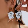 Gothic Halloween Earrings Pumpkin Ghost Skull Tassel Dangle Drop Earrings Vintage Festival Party Jewelry Gift for Women