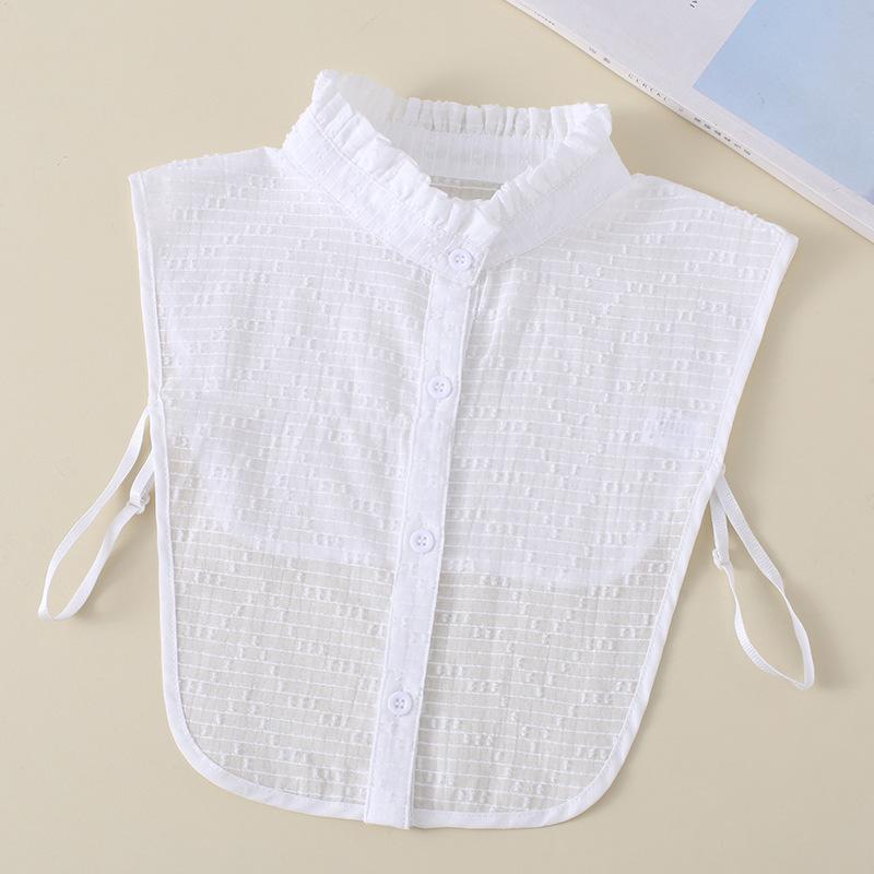 Fake Collar Women'S Pointed Neck Jacquard Round Neck Fungus Edge Lady'S Collar Shirt Stand-Up Collar Cotton White B507