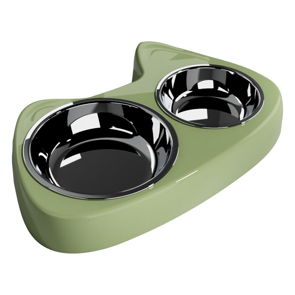 Милые миски для кошек, живущих в помещении, небольшой двойной набор мисок для еды и воды для кошек с 2 станциями кормления домашних животных из нержавеющей стали, миски для мокрых