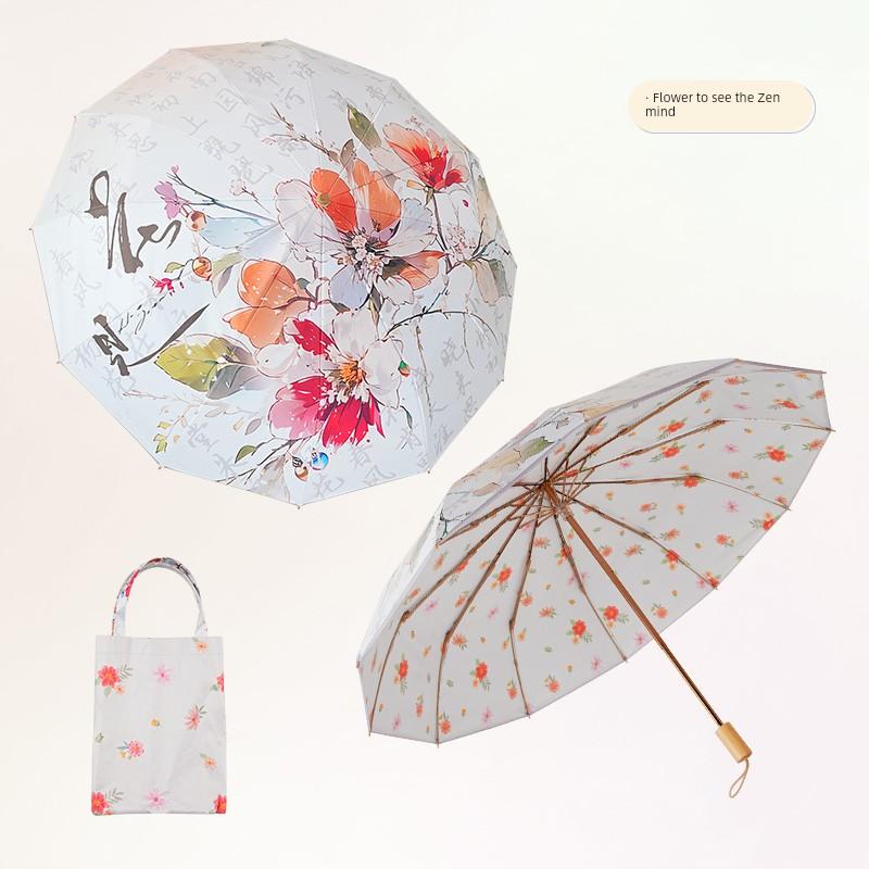 Baolizi Color Glue Sun Protection Sun Umbrella Super UV Protection Sun Protection Dual-Use Manual Small Portable Print Umbrella