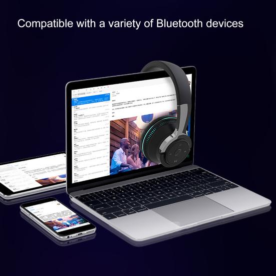 H2 Bluetooth-совместимые наушники 5.1 с цветной светодиодной подсветкой Портативная складная беспроводная гарнитура для игр