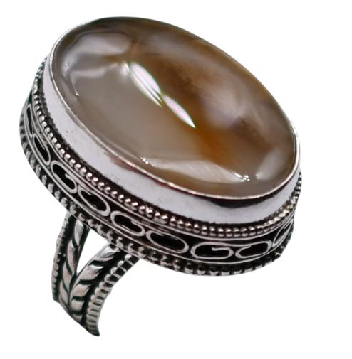 Montana agate Natural Gemstone Antique Silver Plated Ring US Size-6" R431