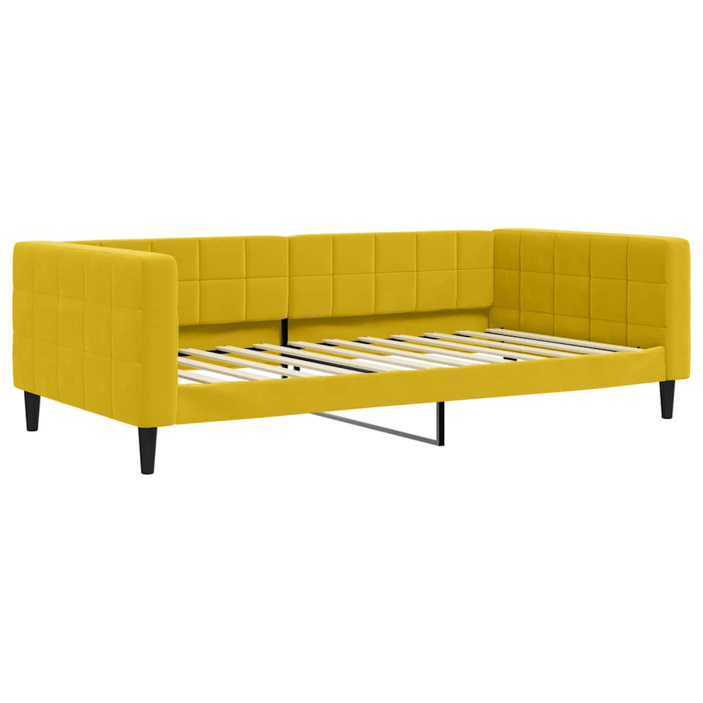 Pull Out Daybed with Mattresses Yellow 100x200 cm Velvet