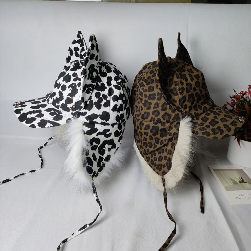 Popular leopard print fashion funny hip hop personalized baseball cap outdoor travel fashion outdoor sun protection plush cap