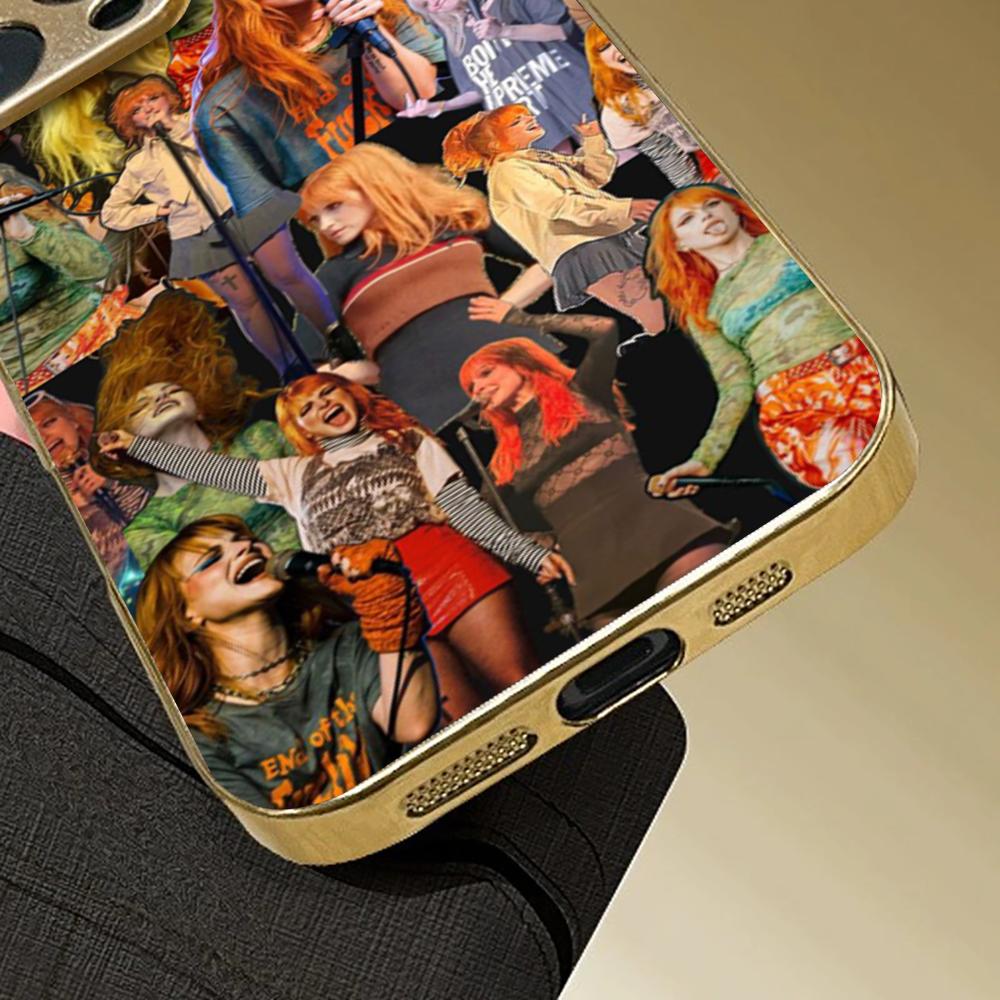 Cool Paramore band pattern design Phone Case For iphone 17 16 15 14 13 12 11Pro Plus Max Luxury Gold-plated glass Phone Case