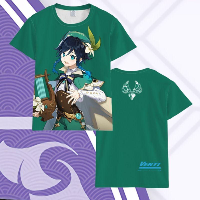 Новая красивая короткая футболка с изображением игры Genshin Impact, 3D цифровая печать, популярная