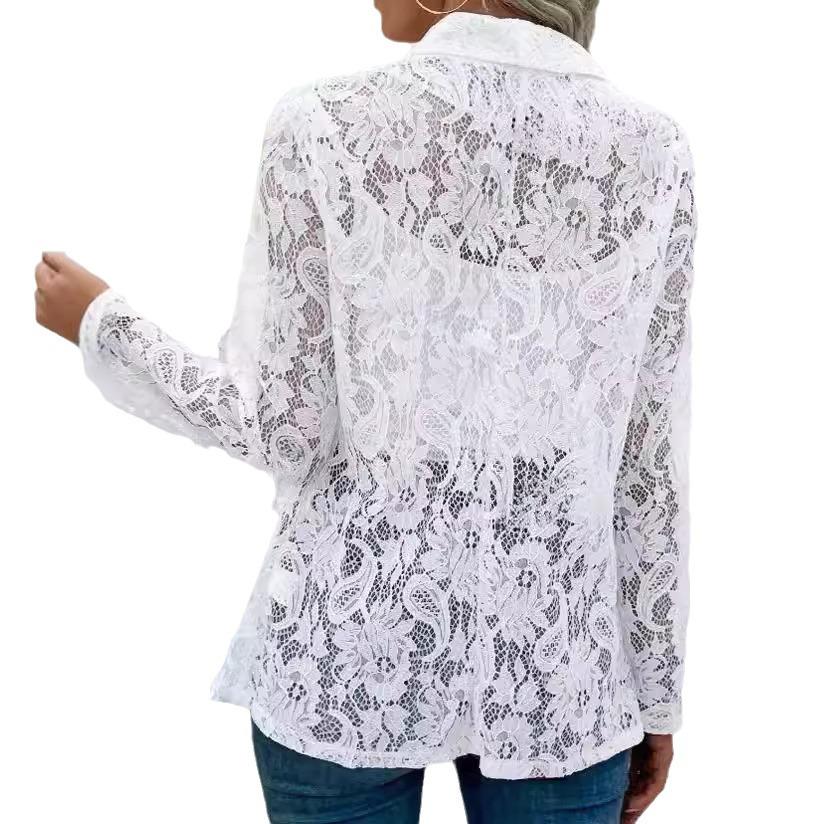 Chic Lace Hollow-Out Cardigan: Versatile European & American Autumn Jacket