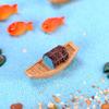 Miniatures Resin Boat Retro Mini Figurines Awning Boats Micro Landscape Dollhouse Bonsai Ornaments Art Crafts Garden Decoration