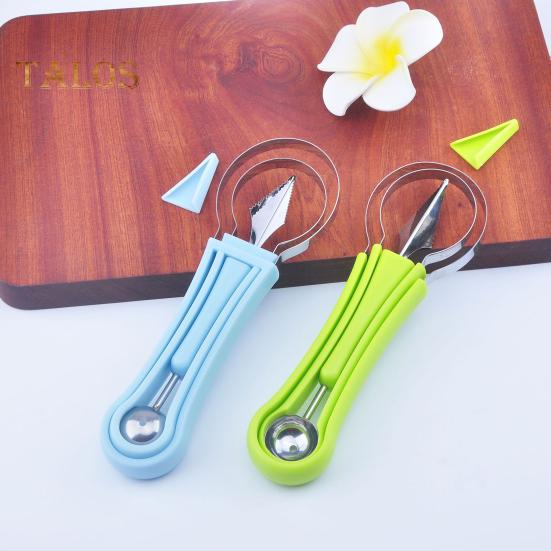 3-in-1 Stainless Steel Fruit Baller Set Melon Carving Tools Fruit Peeler Cutter Seeds Remover Ice Cream Baller Kitchen Utensils