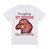 Funny I Am Fighting My Demons and The Are Winning Rat Meme T-Shirt Men's and Women's Fashion Creative T-Shirt Short Sleeve