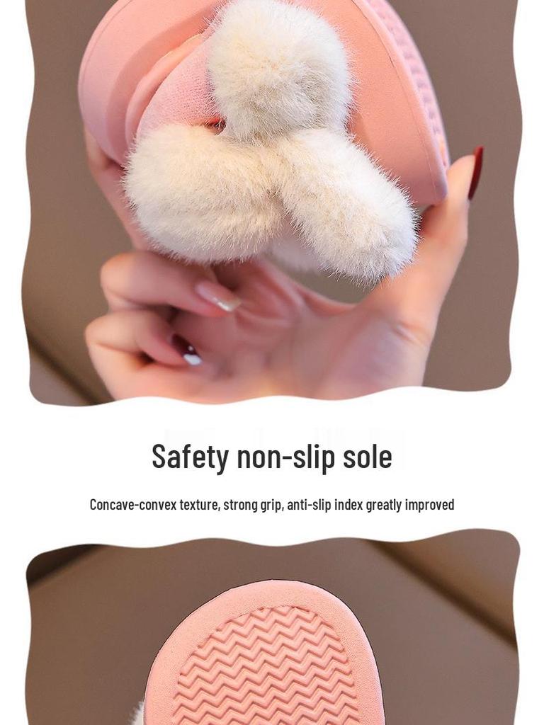 2024 Warm Winter Cotton Slippers for Girls: Indoor/Outdoor, Thickened for Mid-to-Large Children